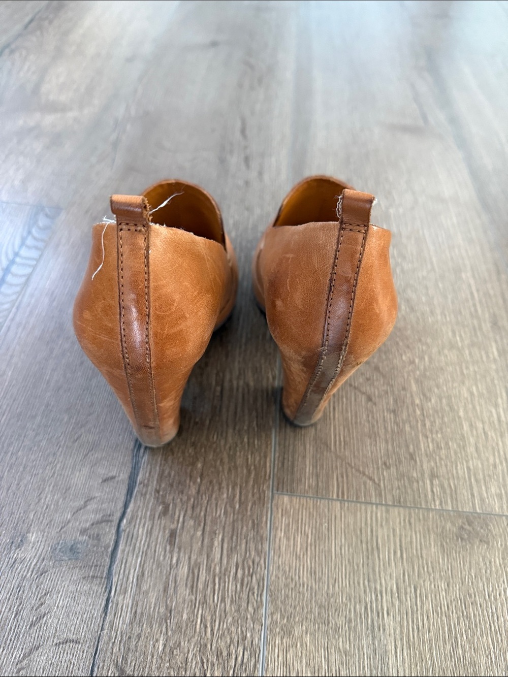 Kork-Ease Tan Leather Notch Slip-On Chunky Heels - Picture 3 of 4
